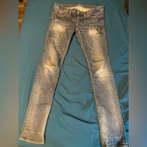 Hysteric Glamour Men's Faded Blue Skinny Jeans Studded Pocket